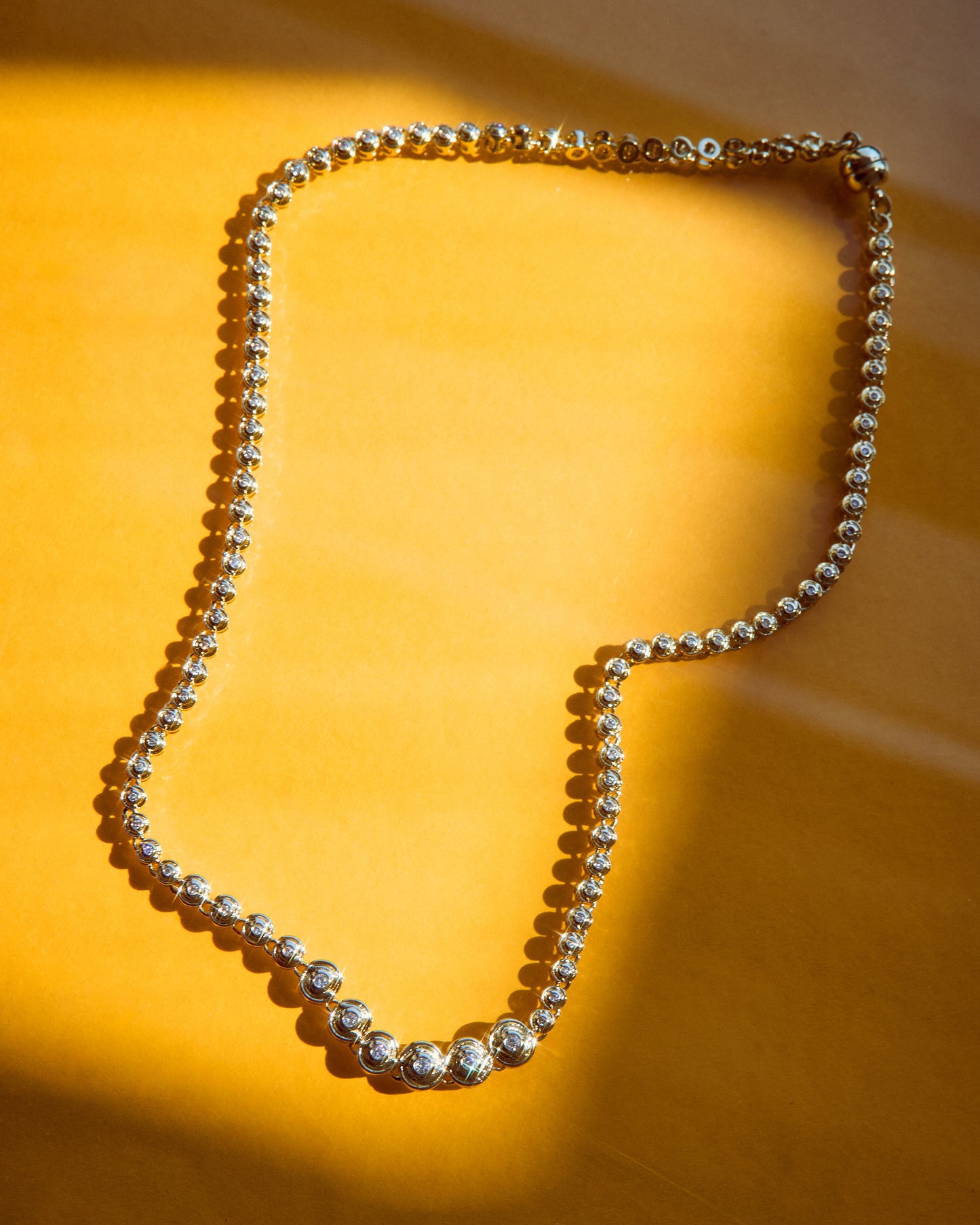 Wave Bezel Tennis Necklace