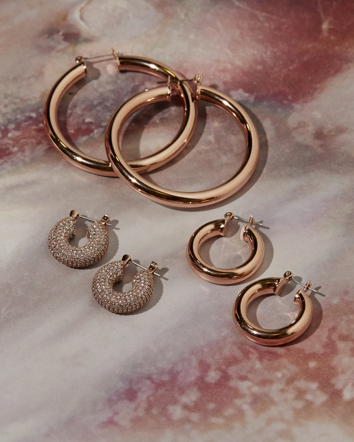 Pave Mini Donut Hoops- Rose Gold