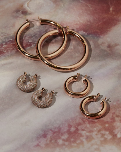 Pave Mini Donut Hoops- Rose Gold