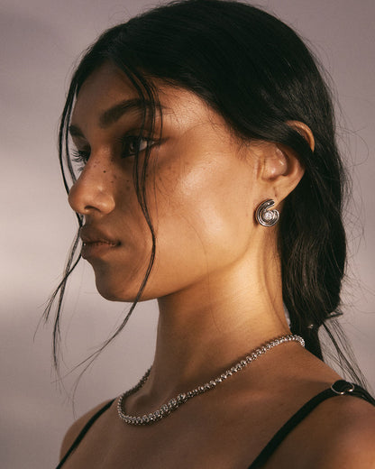 Wave Bezel Twist Studs
