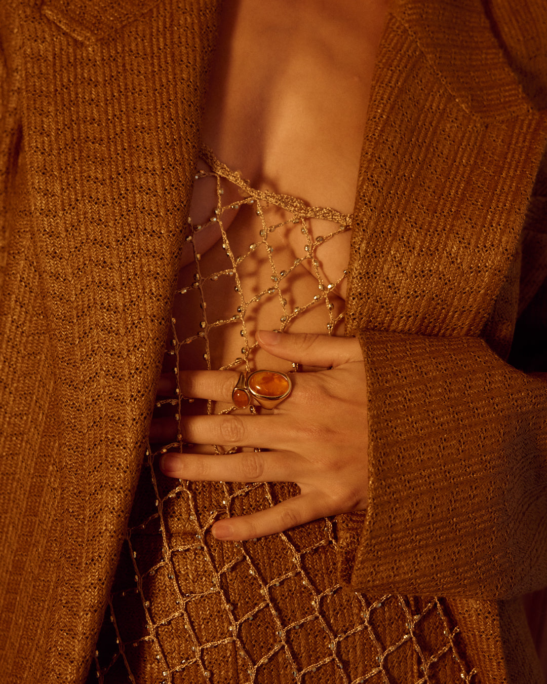 The Amber Honey Resin Statement Ring