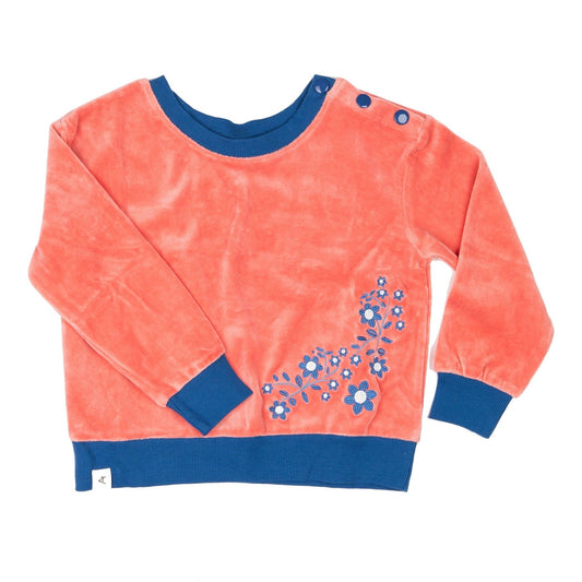 Organic Cotton Velour Long Sleeved Sweatshirt - Strawberry Pink