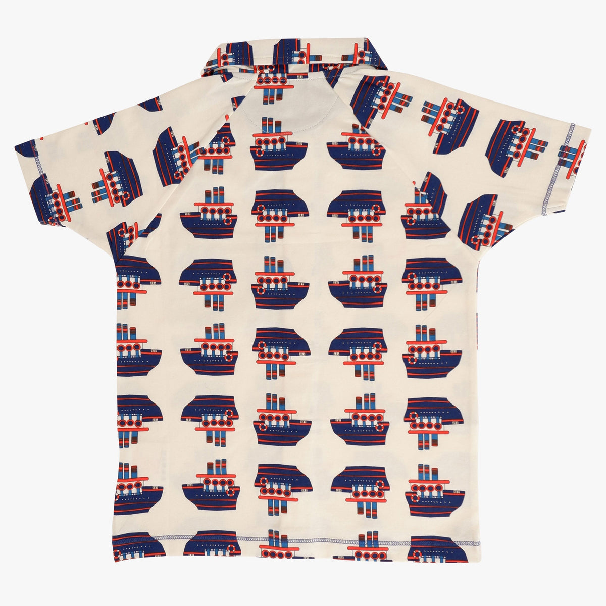 Organic Blend Collared Short Sleeve Shirt - Steamboat Print
