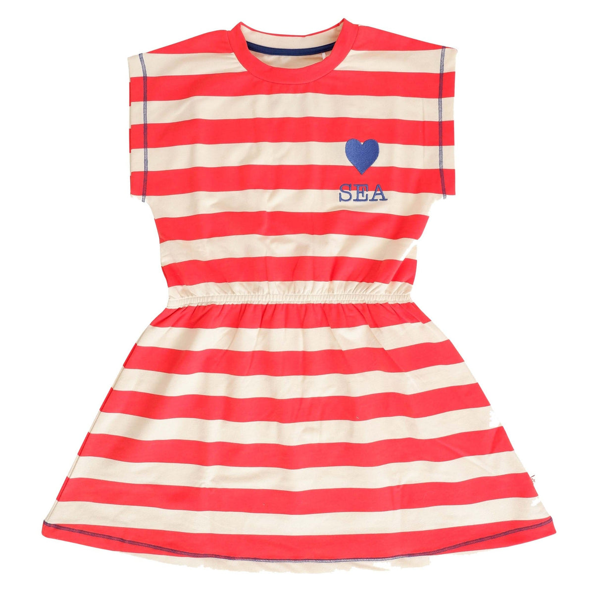 Organic Blend Red Striped Short Sleeve Dress: Size 2Y