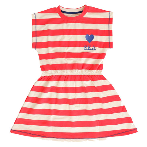 Organic Blend Red Striped Short Sleeve Dress: Size 2Y