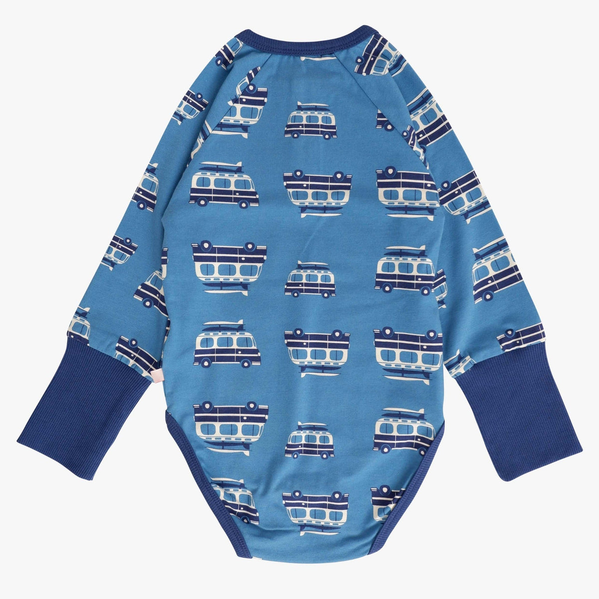 Organic Blend Long Sleeve Henley Bodysuit - Surfer Van: Size 6-9M