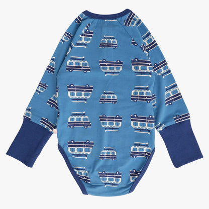 Organic Blend Long Sleeve Henley Bodysuit - Surfer Van: Size 6-9M