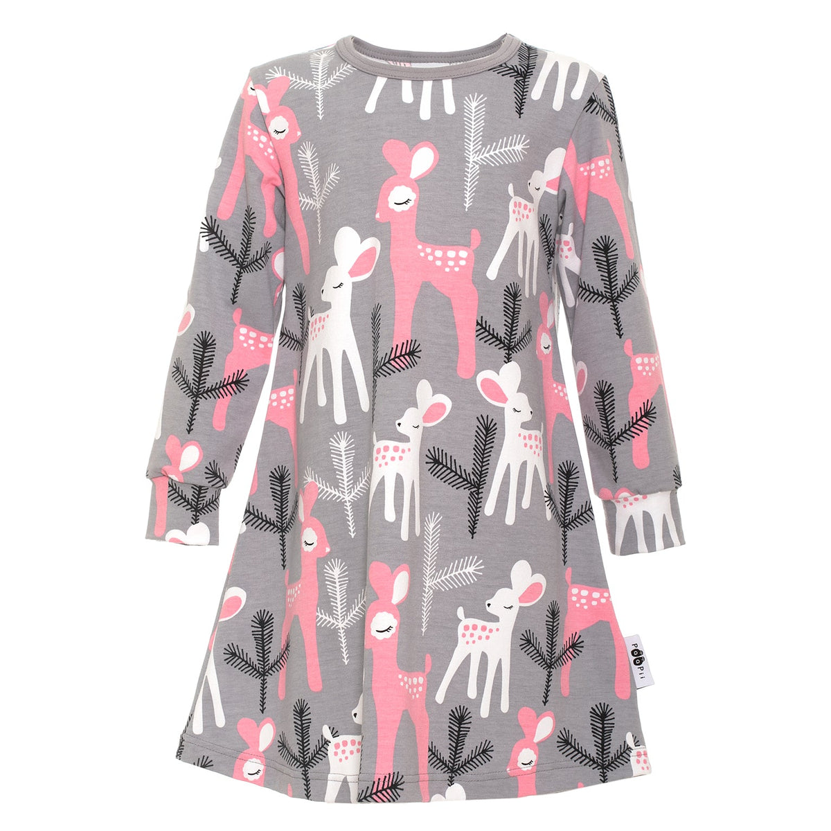 Aamu nightgown- gray/light pink bambi