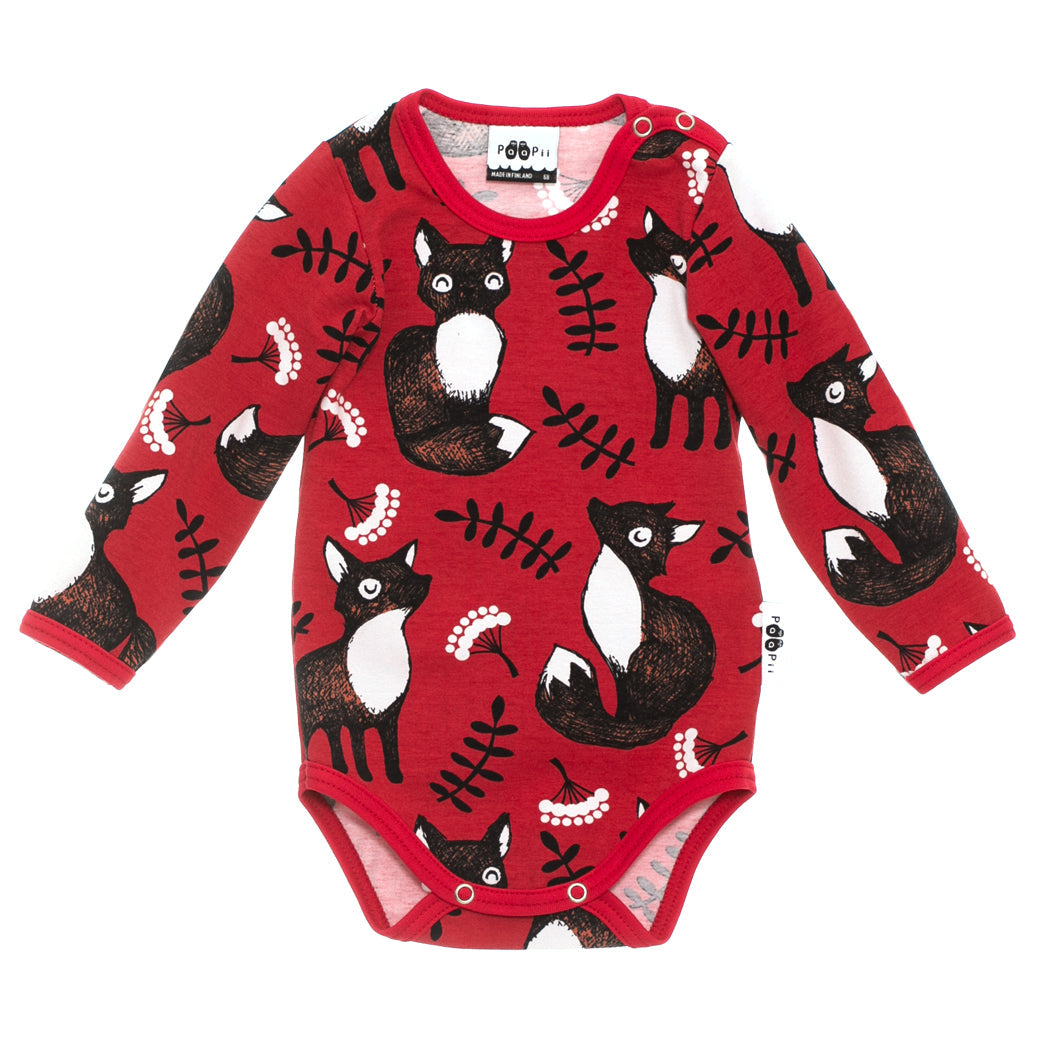 Organic Cotton Long Sleeve Bodysuit - Red Fox: Size 0-3M (62)