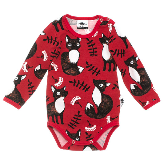 Organic Cotton Long Sleeve Bodysuit - Red Fox: Size 0-3M (62)
