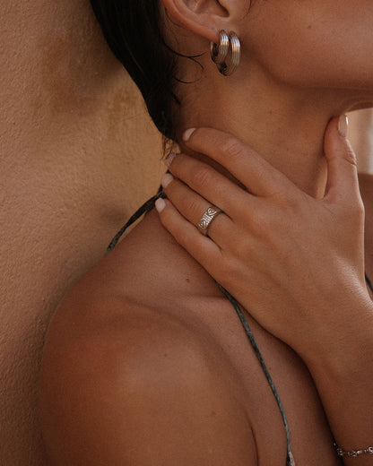 The Mini Ridged Amalfi Hinge Hoops