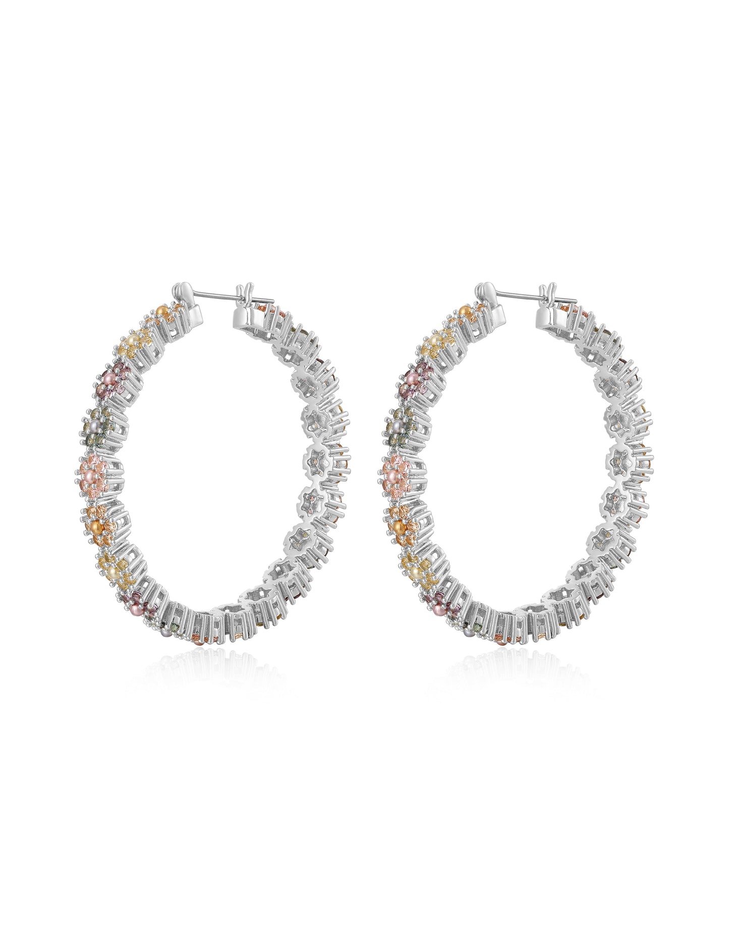 Daisy Studs Hoops- Silver