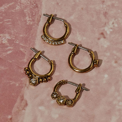 Full Bloom Hoop Earring Set- Gold