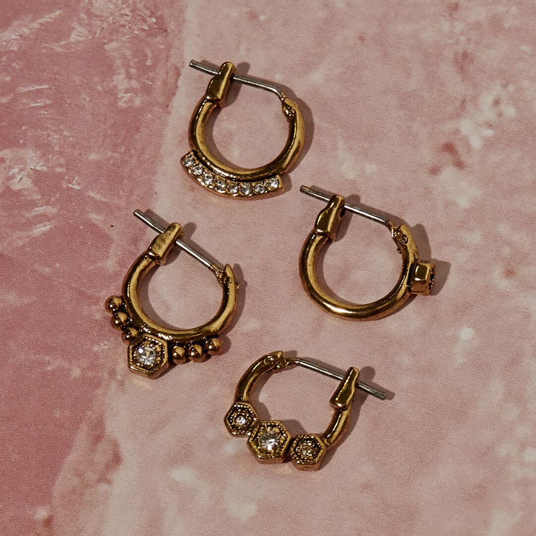 Full Bloom Hoop Earring Set- Silver