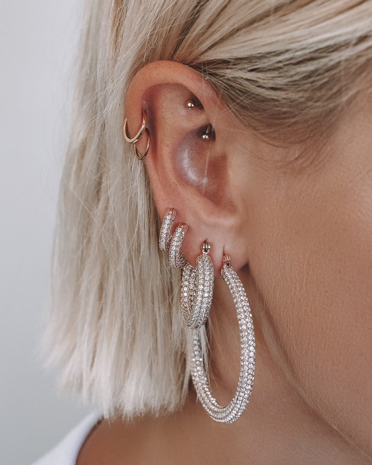 Pave Amalfi Hoops- Rose Gold