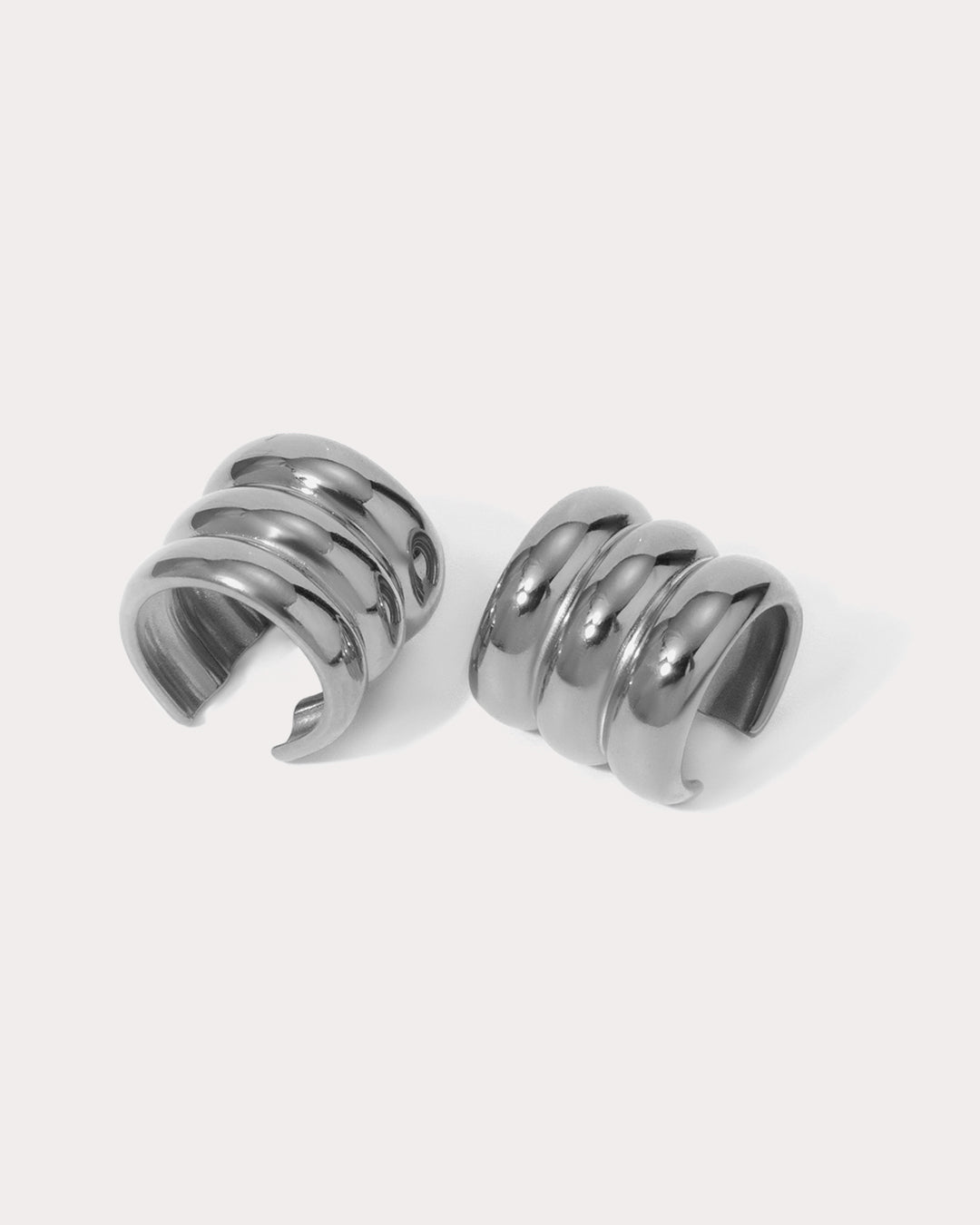 The Ridged Positano Ear Cuff Set- Silver