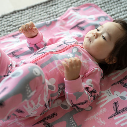 Zip romper- gray/light pink deer: Size 0-3M
