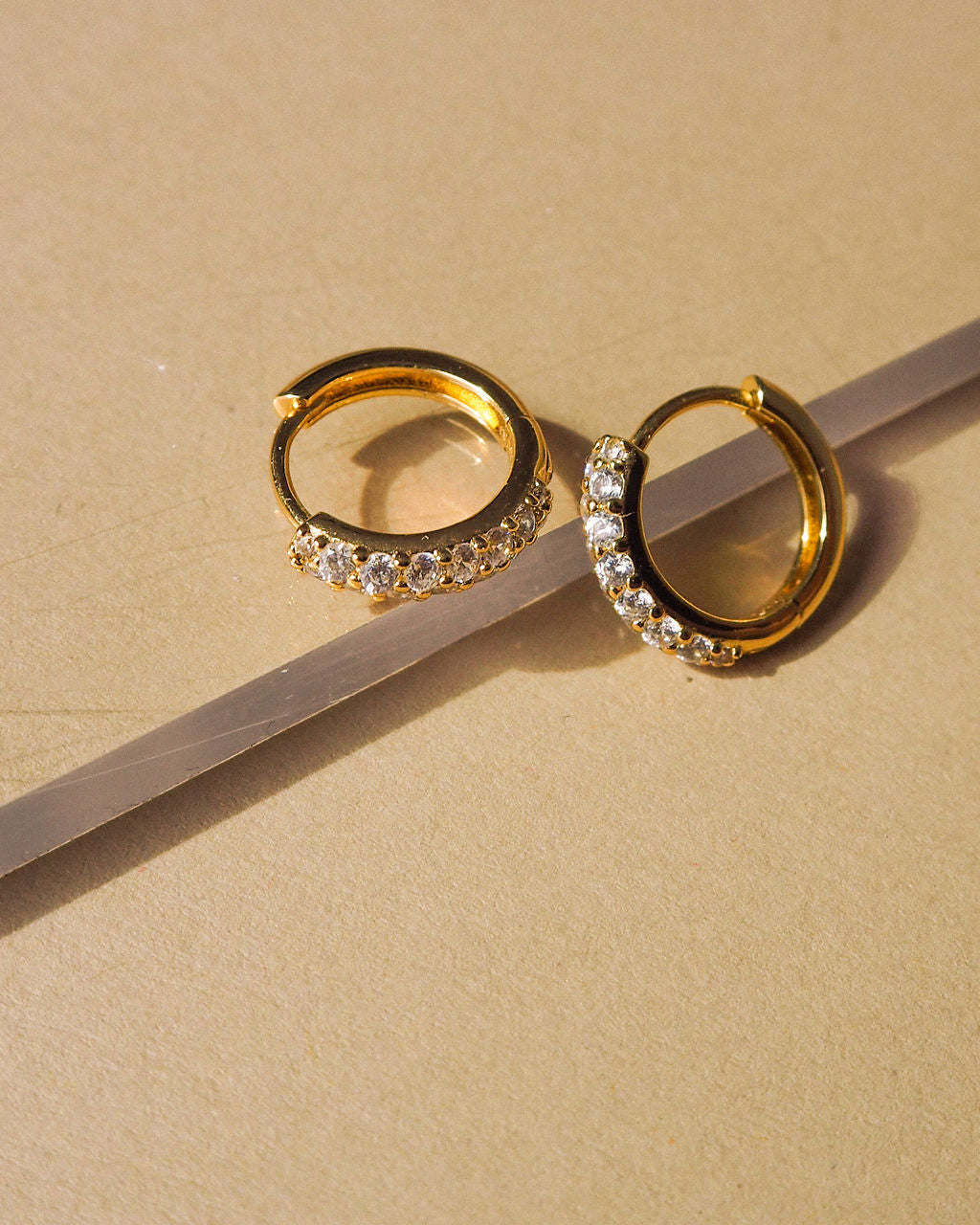 Baby Pave Huggies & Pave Interlock Hoops - Gold