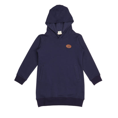 Hooded sweatshirt dress- navy