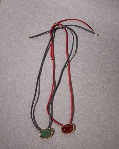 Sunset Stone Cord Necklace- Green