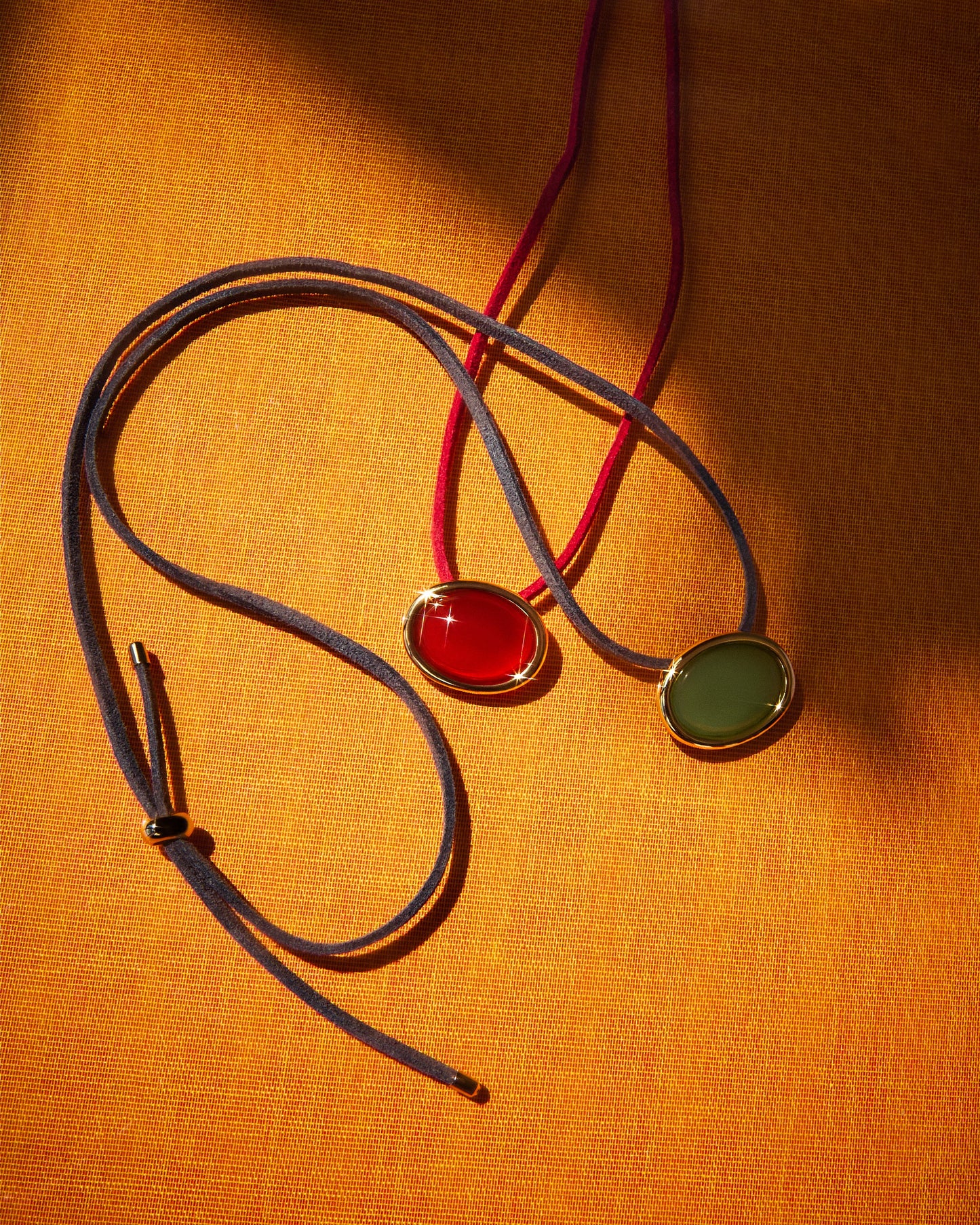 Sunset Stone Cord Necklace- Red