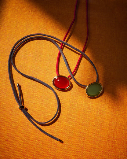 Sunset Stone Cord Necklace- Red