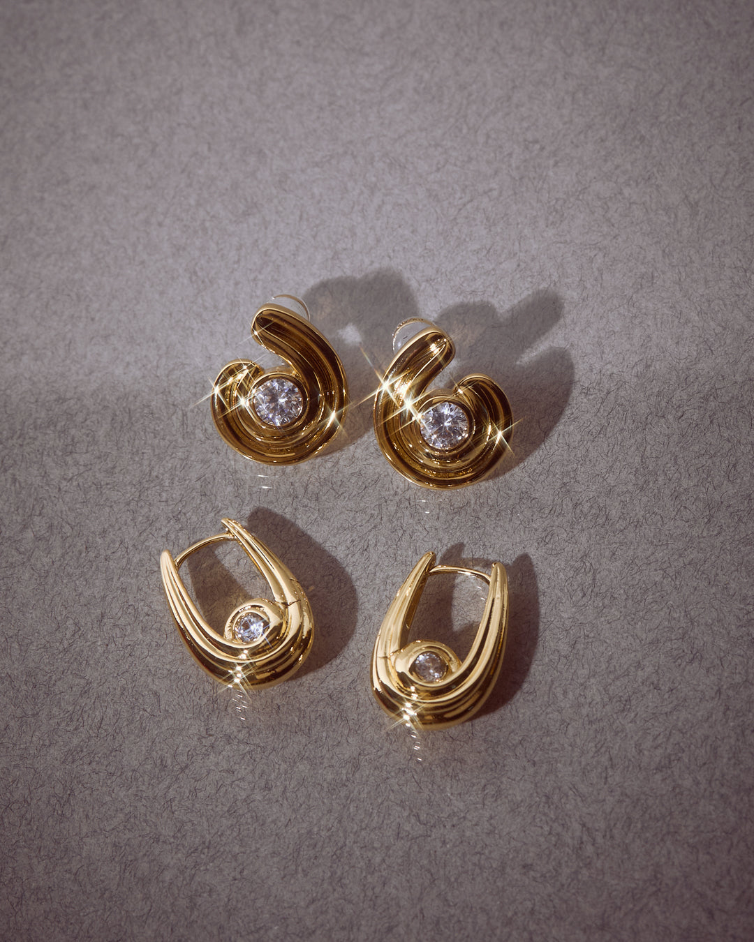 Wave Bezel Twist Studs