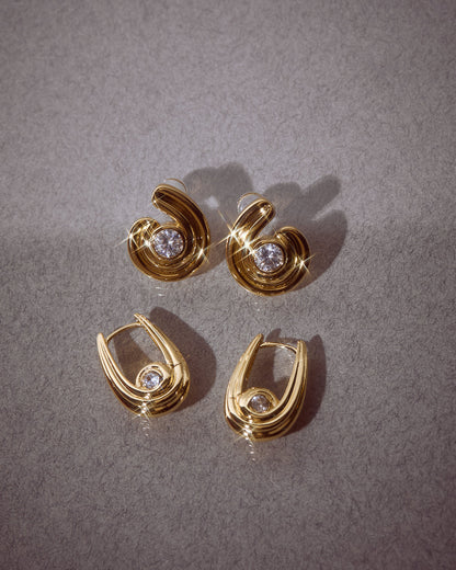 Wave Bezel Twist Studs