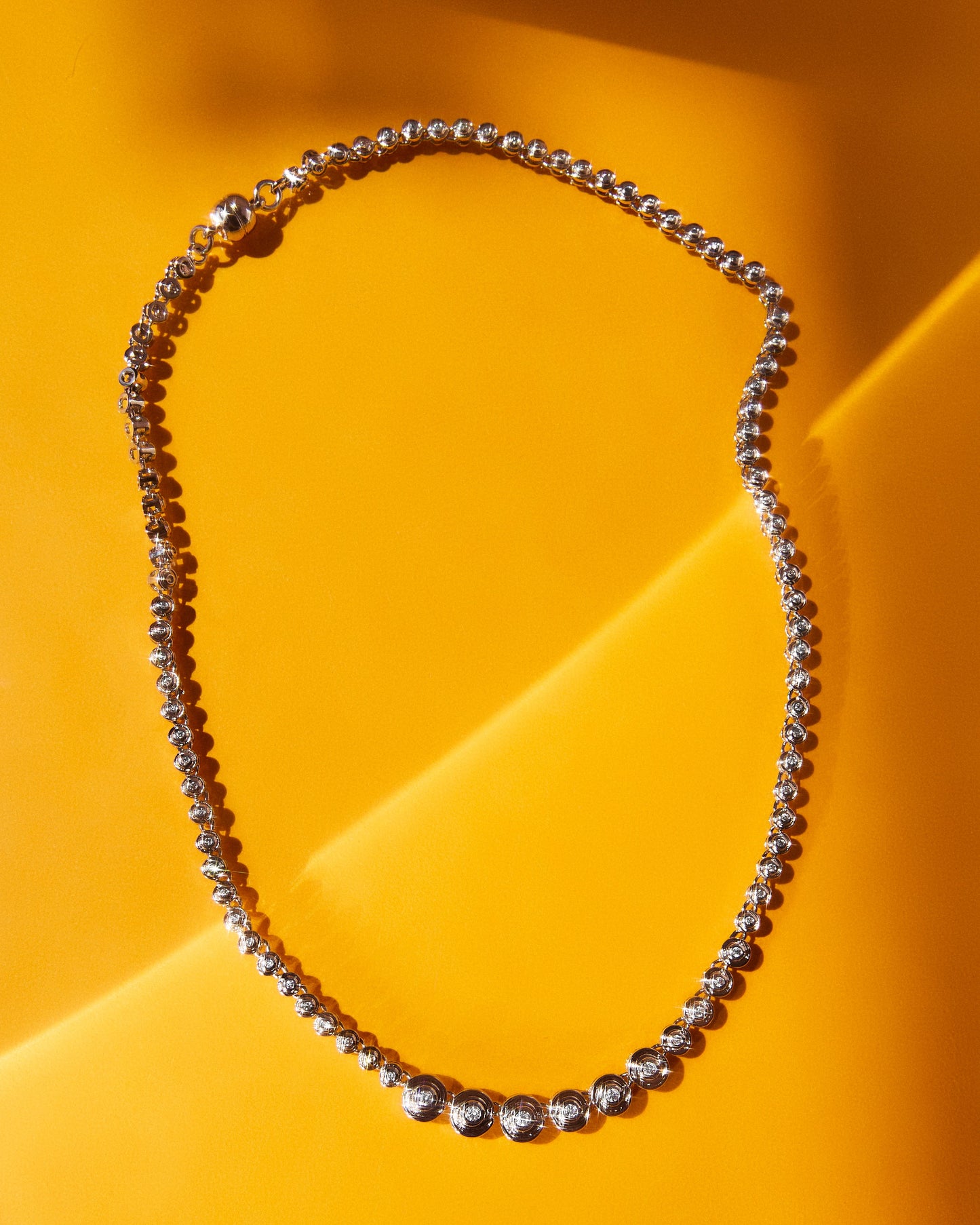 Wave Bezel Tennis Necklace