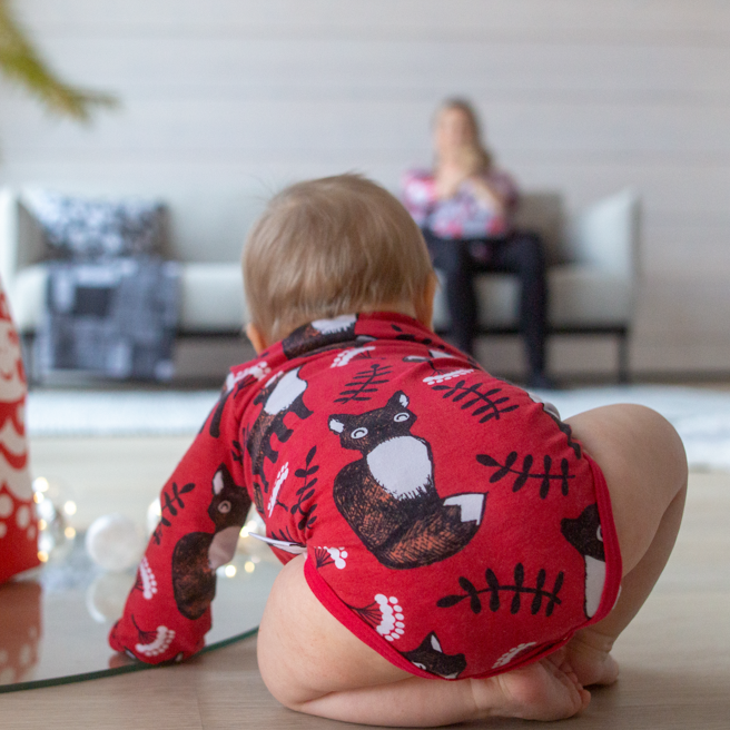 Organic Cotton Long Sleeve Bodysuit - Red Fox: Size 0-3M (62)