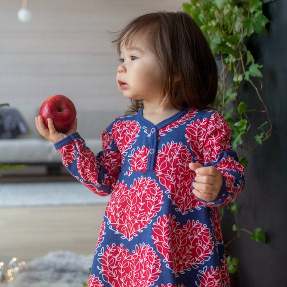 Organic Cotton Henley Bodysuit Dress - Red Heart