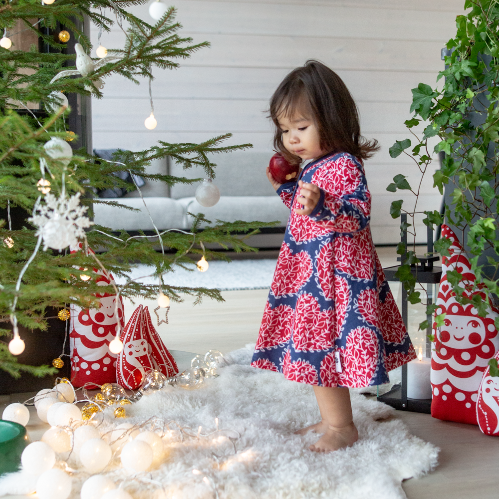 Organic Cotton Henley Bodysuit Dress - Red Heart