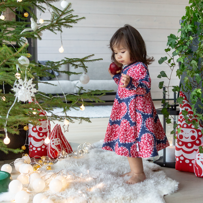 Organic Cotton Henley Bodysuit Dress - Red Heart