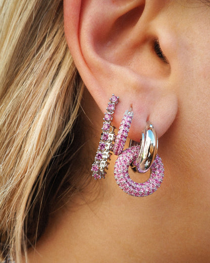 Ballier Chain Studs- Pink- Silver