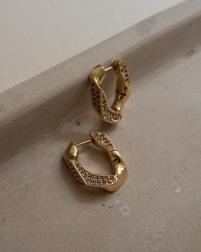 Pave Cuban Link Hoops- Gold