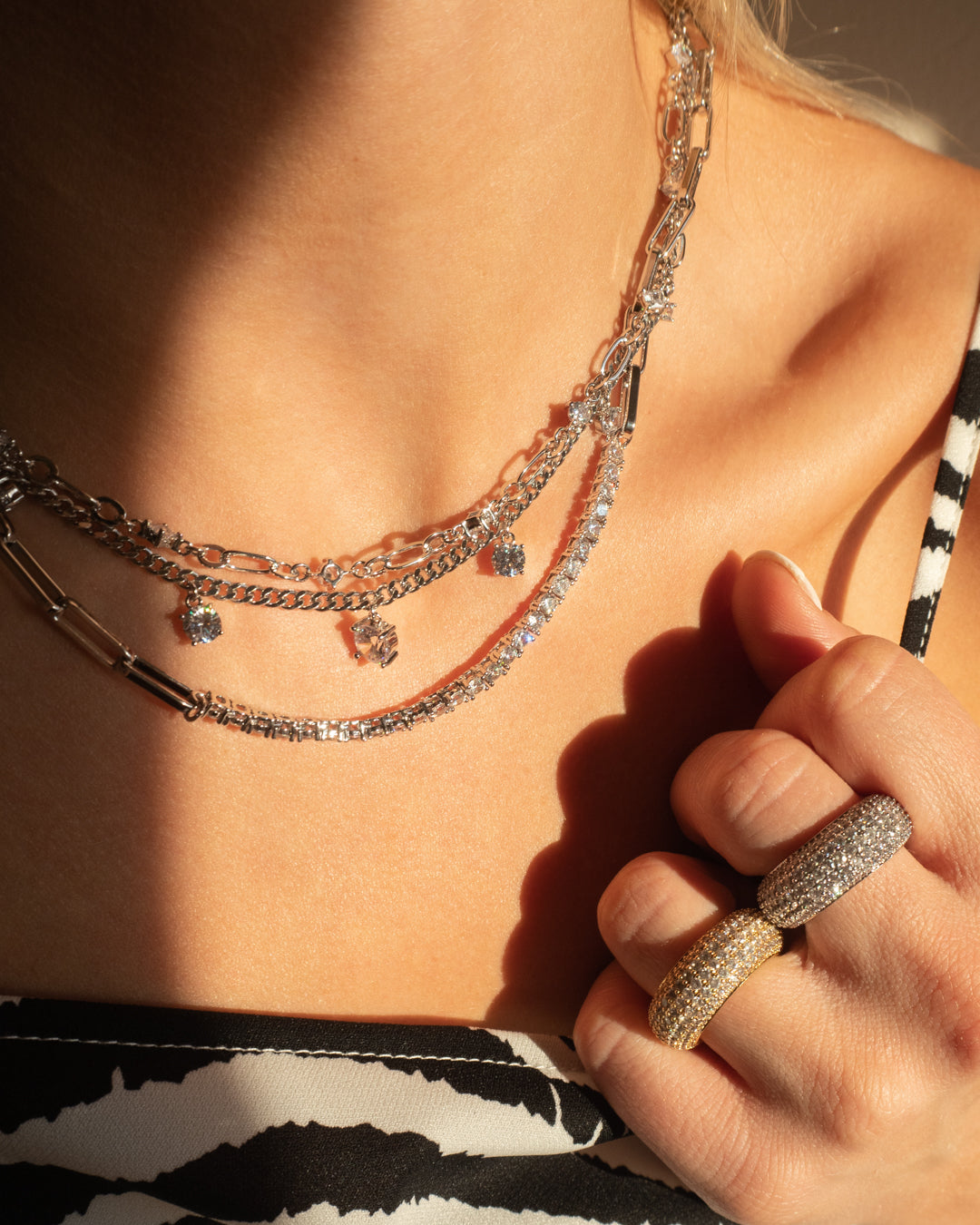 Cher Diamonte Necklace- Silver