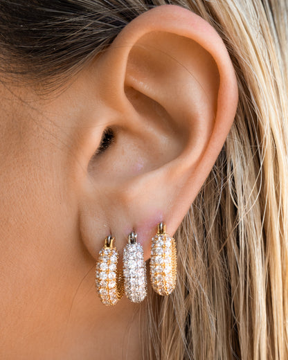 Pave Giselle Hoops- Silver