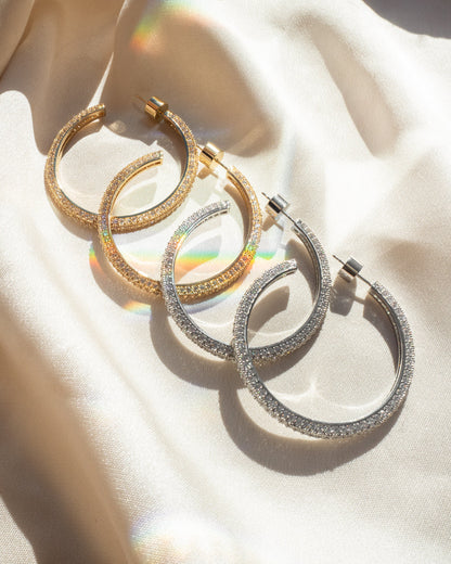 Pave Josephine Hoops- Gold