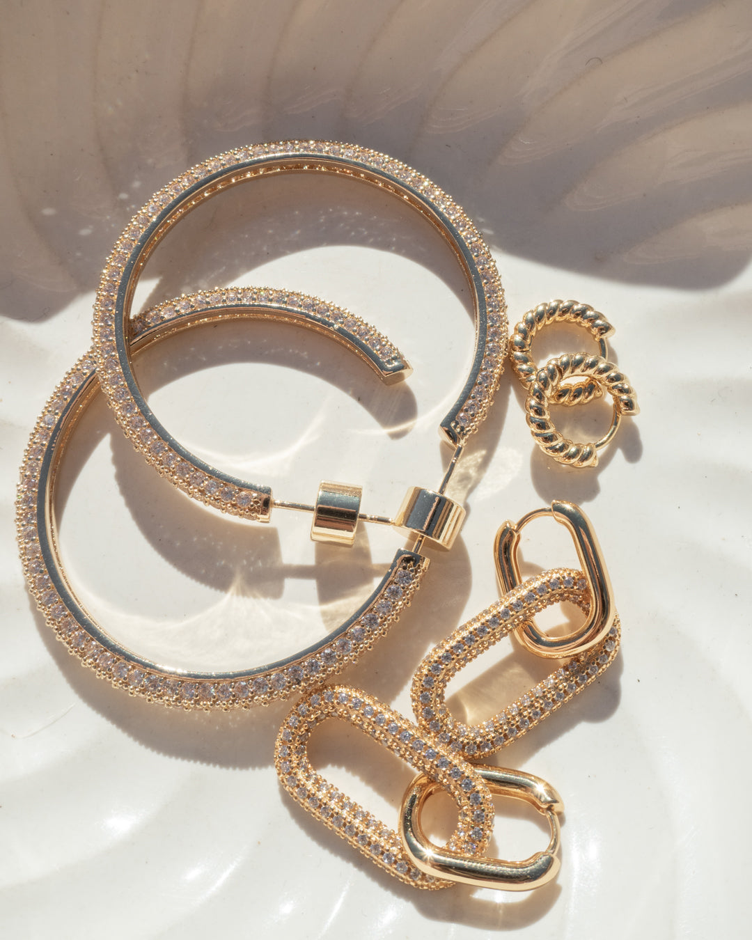 Pave Josephine Hoops- Gold