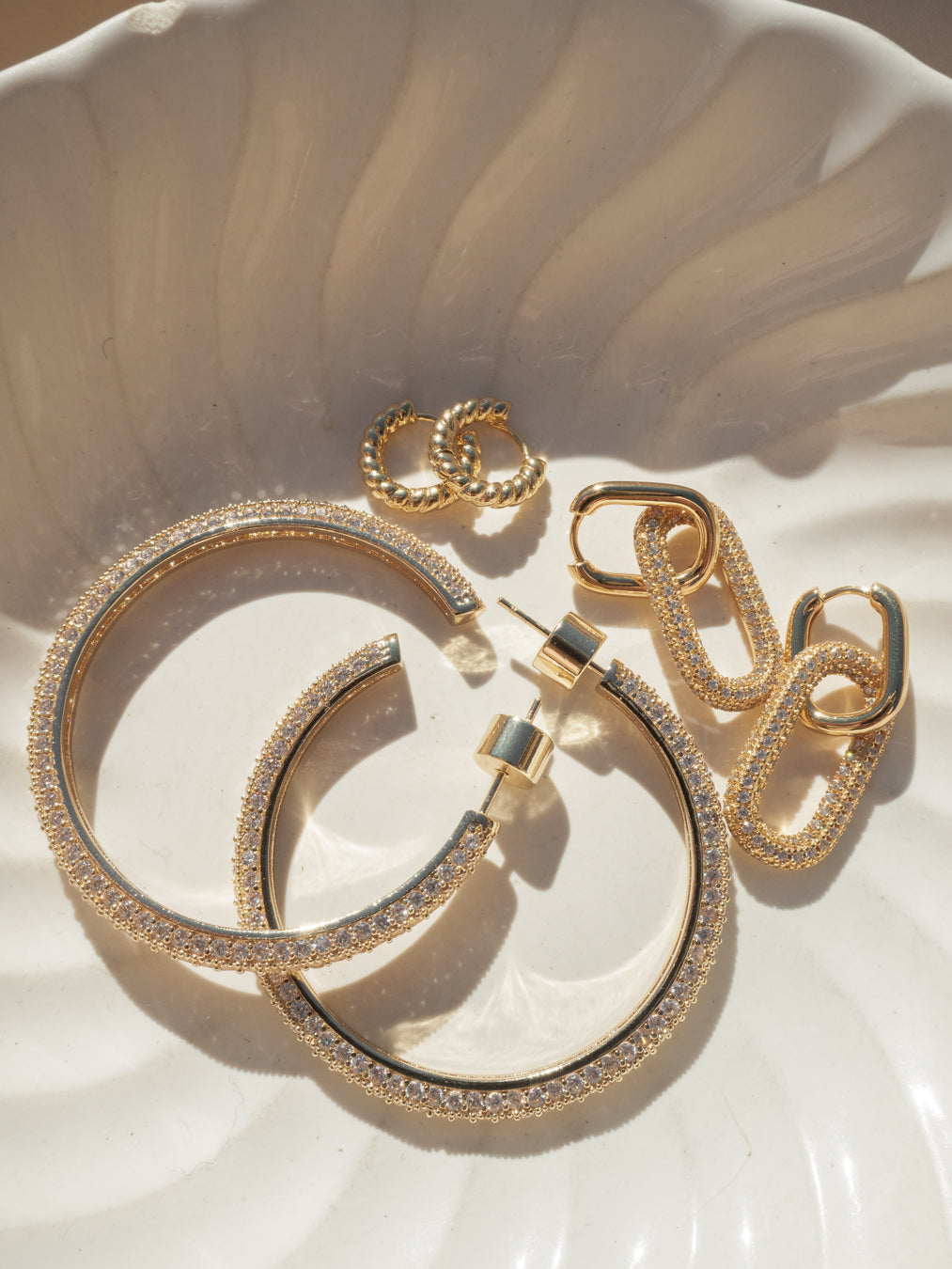 Pave Josephine Hoops- Gold