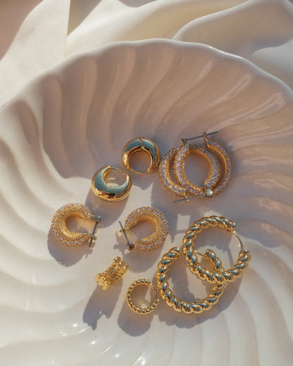 Pave Giselle Hoops- Gold