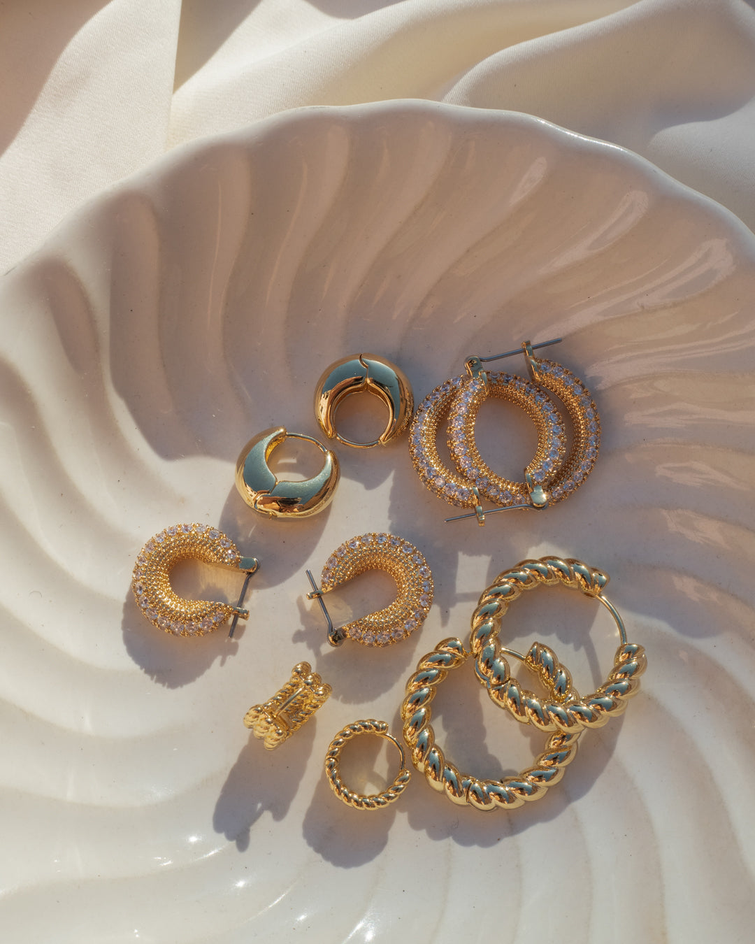 Pave Estelle Hoops- Gold