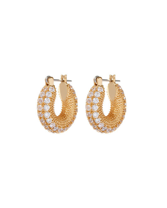 Pave Giselle Hoops- Gold