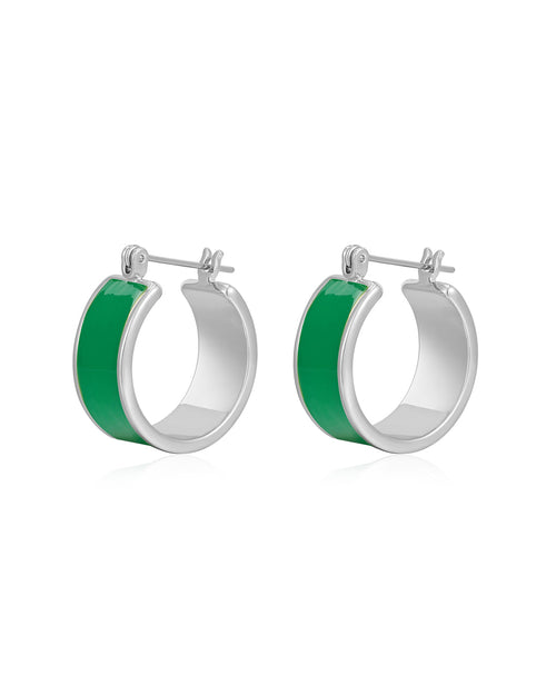 Positano Hoops- Emerald Green- Silver