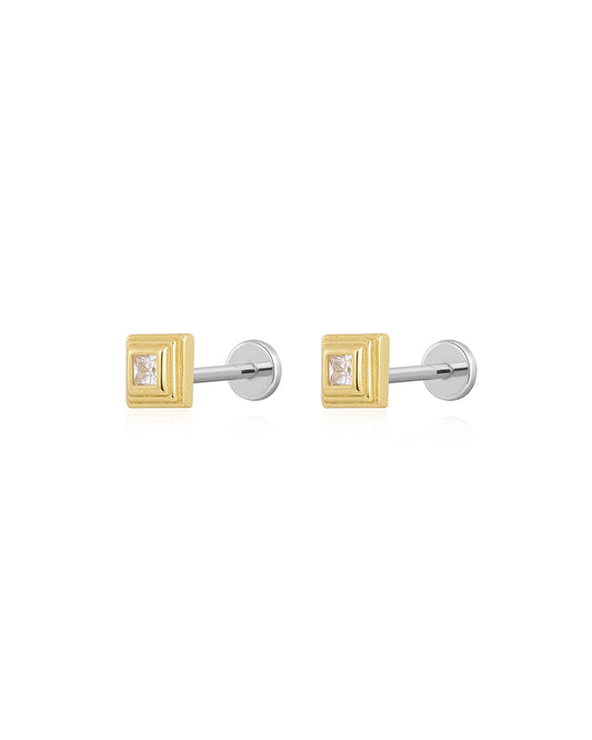 The Pave Step Cut Pyramid Studs