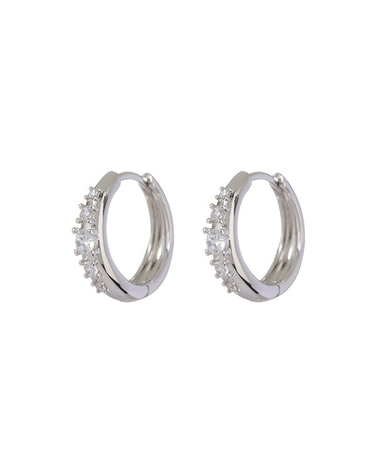 Stone Geneva Hoops- Silver