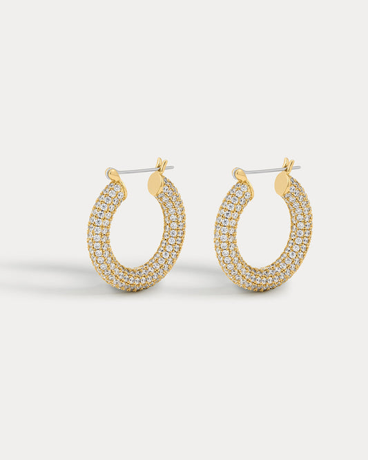 Pave Baby Amalfi Hoops- Gold (Ships Late March)