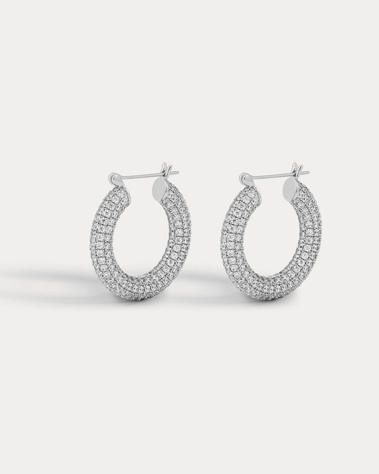 Pave Baby Amalfi Hoops- Silver