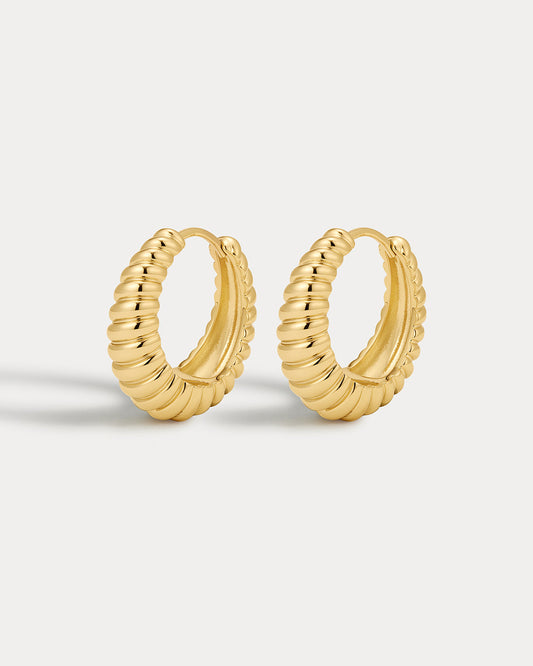 Ridged Marbella Hoops- Gold (Ships Early April)