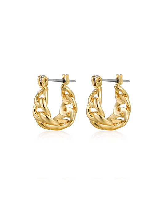 The Mini Louis Chain Hoops- Gold